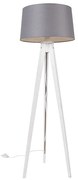 Modern állványos lámpa fehér, lenvászon árnyékolóval sötét szürke 45 cm - Tripod Classic