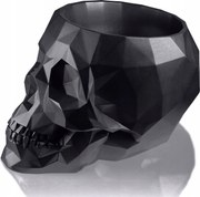 Virágtartó Skull Low-Poly Black Metalic Poli 11 cm
