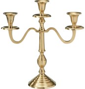 Fém gyertyatartó, 3 karos, 29x10x30 cm, aranyszínű, dekoráció 2