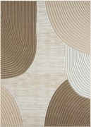 Szőnyeg a nappaliba 133x190cm, puha szálú, 3D mintával vágott, bézs-krémszínű