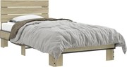 vidaXL sonoma tölgyszínű szerelt fa és fém ágykeret 90 x 190 cm