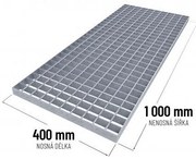 Acél padlórács 40 x 100 x 3 cm, ezüst