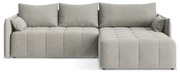 Világosszürke kinyitható-tárolóhelyes sarokkanapé (jobb oldali-heverő résszel) Moku – Makamii