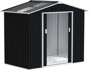 Outsunny Kertiszerszámtároló 2,42 m² Erősítő Alappal Padló Nélkül 213x130x185 cm Kültéri Kertiszerszámtároló Csúszó Ajtókkal, Tetőablakkal és 4 Ablakk