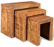 3-részes tömör mangófa, egymásba tolható asztal