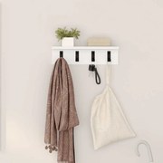 Fali Kabáthorog polcokkal Fehér 40 x 10.5 x 10.5 cm Faanyag