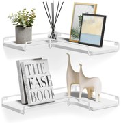 Lebegő polcok, 2 darabos készlet, l-alakú sarokpolc falra fehér színben