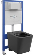 Mexen falon belüli WC készlet Fenix Slim vázzal Teo WC csésze, fekete matt - 6103385XX85
