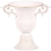 Fém díszítőcsésze fogantyúval, fehér, 17 x 13 x 17cm