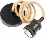 Juta fonott kábel matt fekete foglalattal E27-es lámpához