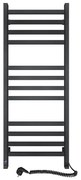 Fürdőszobai törölközőszárító radiátor termosztáttal AVANGARD 459W/230V 120,6cm IP44 fekete pr.