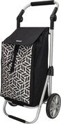 Fehér-fekete állítható bevásárlókocsi kerekeken "Hercules"