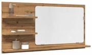 kézműves tölgy szerelt fa tükrös fürdőszobaszekrény 90x11x45 cm