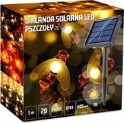 Napelemes lámpa Méh Füzér kert erkély pavilon vízálló 20 Led 5m