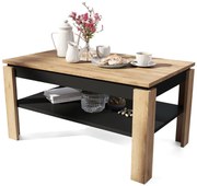 Bővíthető dohányzóasztal emelhető asztallappal és polccal ADEN craft tölgy/fekete