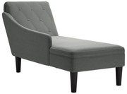 sötétszürke szövet dívány párnával és jobb kartámasszal