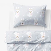 Goldea gyermek pamut ágyneműhuzat - álmodozó nyuszik 150 x 200 és 50 x 60 cm