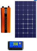 220V/12V Napelem Rendszer 50W Panel 1000W Inverter és Töltésvezérlő