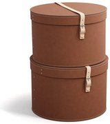 Barna fedeles dekoratív karton tárolódoboz szett 2 db-os ø 37,5x25 cm Rut Restore Paper Laminate – Bigso
