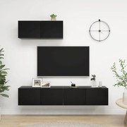 3 db fekete szerelt fa TV-szekrény