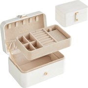 Ékszerdoboz, 2 szintes ékszertároló, 11 x 16 x 8 cm, felhőfehér