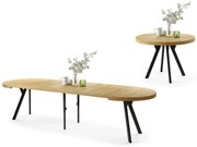 Mazzoni VITO Amerikai Tölgy/fekete lábak - LOFT/IPARI STÍLUSÚ 310 cm-re BŐVÍTHETŐ NAGY KEREK ASZTAL Ø110 Y LÁBAKKAL