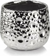 Ezüst színű kerámia gömb virágcserép 16 cm