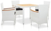 5 részes kültéri fehér polyrattan étkezőgarnitúra