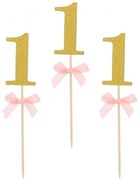 Rózsaszín 1st Birthday díszítő pálca 10 db-os
