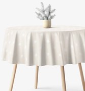 Goldea kör alakú karácsonyi terítő natura - hópelyhek természetes alapon Ø 100 cm