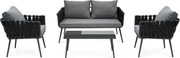 Kerti bútor garnitúra, fém, szürke, AZS-1604 GREY