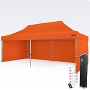 Alumínium mobil sátor pavilon 4x8 m motorsporthoz és depóhoz - plusz 3 oldalfal - Narancs