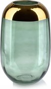 Serenite Dekoratív üveg váza elegáns modern 15x26 zöld-arany