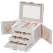 KARINA tükrös ékszerdoboz, 22,5x17,5x16,5cm, fehér SongmicsHome