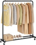 Ruhaszárító kocsi, gurulós ruhatartó, 2 zárható kerékkel, tintafekete