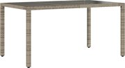 vidaXL szürke polyrattan üveglapos kerti asztal 150 x 90 x 75 cm