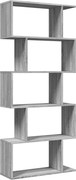 vidaXL 5 szintes szürke sonoma fa elválasztó könyvespolc 70x24x161 cm
