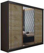 Malani 200 Tolóajtós Szekrény 200cm, Grafit-Arany Tölgy