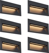 6 darabos modern süllyesztett fali lámpa szett fekete 16 cm LED-del IP65 - Mert