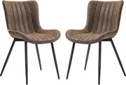 HOMCOM 2 db étkezőszék modern konyhai szék szintetikus burkolattal, puffos designnal és fém lábakkal, nappaliba, étkezőbe, hálószobába, barna | Aosom