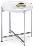 Dohányzóasztal Matt Fehér Színben, Krómozott Fém Lábbal 80135-12