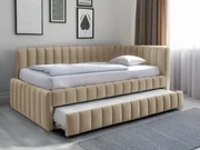 Kárpitozott ágy COMFINO VELVET vendégággyal 120x200 cm krém