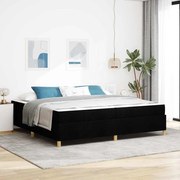 Boxrugós ágy Fekete és fehér és fekete 200 x 200 cm szövet