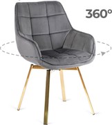 Forgó szék szürke színben, bársony kárpittal. MIA