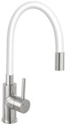 FERRO - Mosogató csap rugalmas karral rozsdamentes/fehér