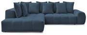 Sötétkék zsenília kinyitható-tárolóhelyes sarokkanapé (bal oldali-L alakú) Everest – Bobochic Paris