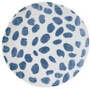 Porcelán desszertes tányér kék fehér pöttyös szövött hatású Blue Breeze Dots