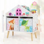 Babaház formájú könyvespolc 2db tárolóval