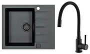 ALVEUS SETA23230 - Konyhai mosogató CADIT+MINTAS mosogató csaptelep 34cm gránit/fekete