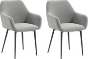 HOMCOM 2 db Kárpitozott Északi Stílusú Étkezőszék, Konyhai Szék Kárpittal, Karfás Fotel Acél Lábakkal, 54x57x80 cm, Sötétszürke | Aosom